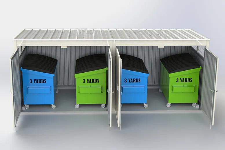 3 Yard Dumpster Enclosures Double Unit